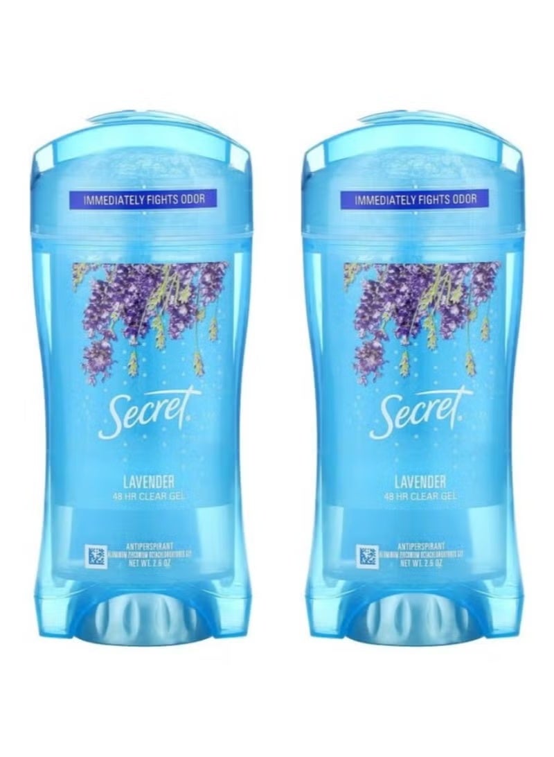 Secret Fresh Gel Antiperspirant Deodorant 48 HR Clear With Lavender 2.6 OZ 2pcs