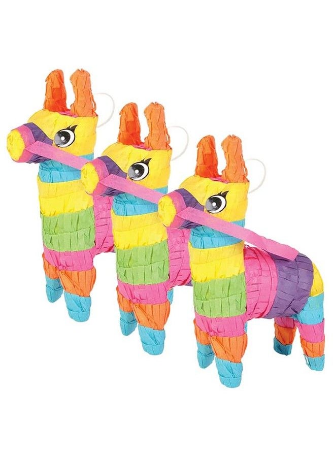 The Dreidel Company Mini Donkey Pinatas Little Rainbow Donkey Pinatas For Birthday Cinco De Mayo Fiestas Decorations Party Favors 3 Pack 4" X 7" Inches  - Image 1