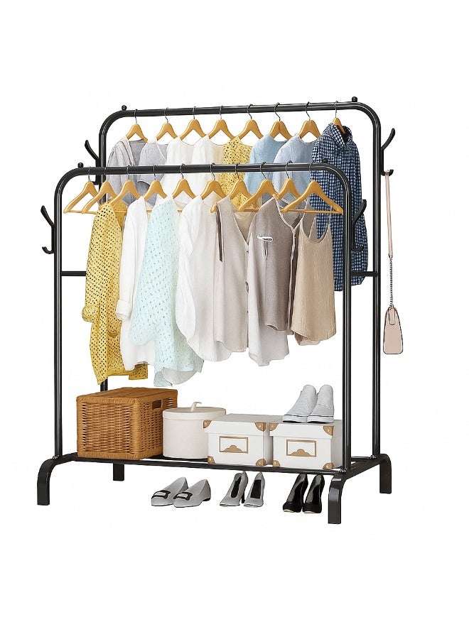 منظم ملابس وحامل معدني مقاس 150×110×54 سم لون أسود - Image 1