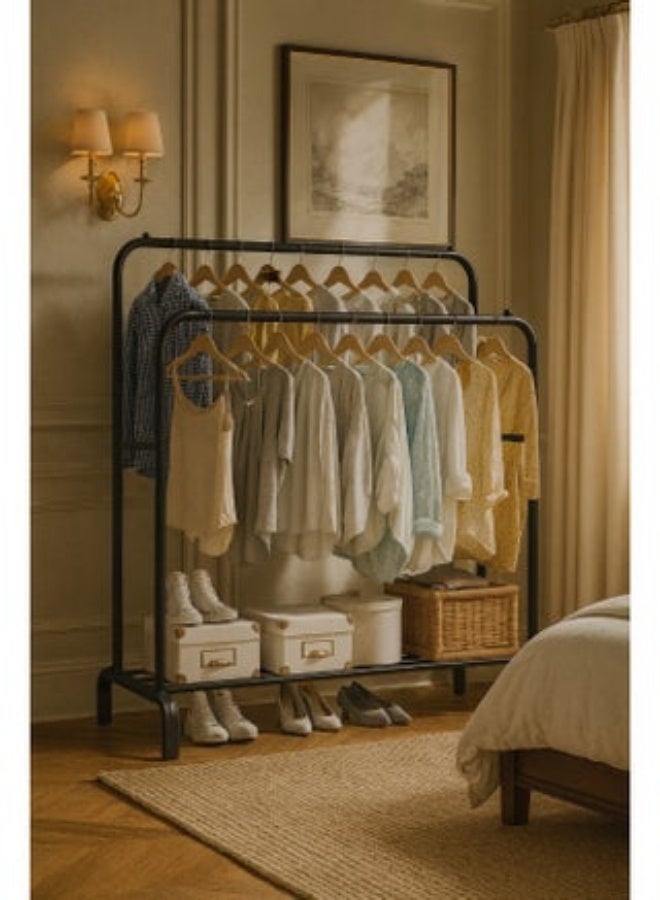 منظم ملابس وحامل معدني مقاس 150×110×54 سم لون أسود - Image 2