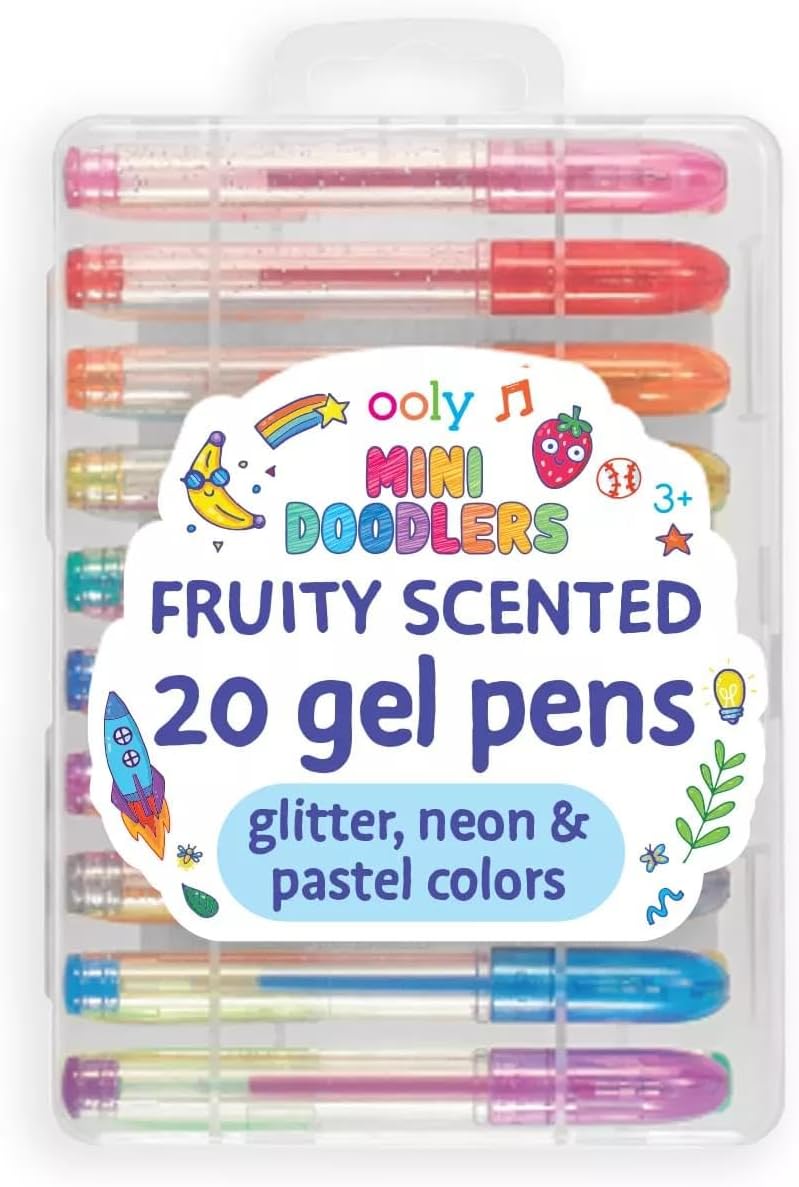 Ooly Scented Mini Doodlers Gel Set of 20 Pens - 20 Mini Glitter, Neon and Pastel Scented Gel Pens for Kids and Adults, Art and Stationery Supplies - Image 1