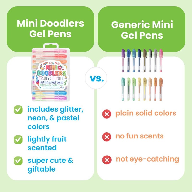 Ooly Scented Mini Doodlers Gel Set of 20 Pens - 20 Mini Glitter, Neon and Pastel Scented Gel Pens for Kids and Adults, Art and Stationery Supplies - Image 3