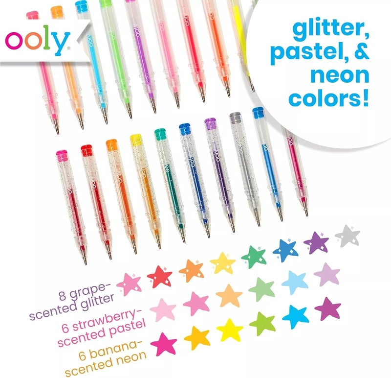 Ooly Scented Mini Doodlers Gel Set of 20 Pens - 20 Mini Glitter, Neon and Pastel Scented Gel Pens for Kids and Adults, Art and Stationery Supplies - Image 4