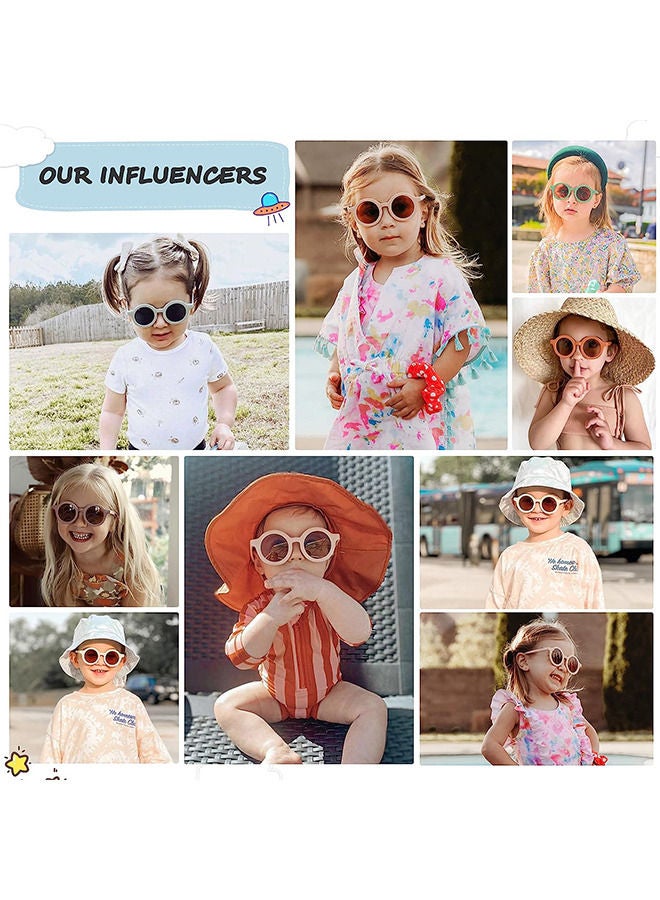 Depend Kids Sunglasses, Retro Lovely Round Sunglasses for Kids Girls Boys Sunnies UV400 Protection Sun Glasses, Flexible Frame for Girls Boys Age 2-10 Morandi Sunglasses Fashion Beach Holiday (Pink+White) - Image 4