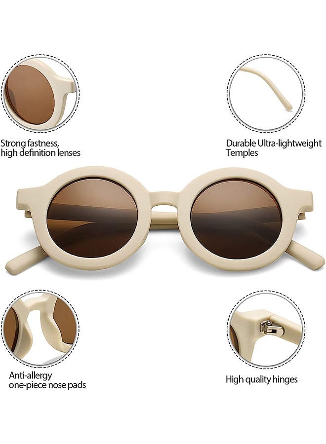 Depend Kids Sunglasses, Retro Lovely Round Sunglasses for Kids Girls Boys Sunnies UV400 Protection Sun Glasses, Flexible Frame for Girls Boys Age 2-10 Morandi Sunglasses Fashion Beach Holiday (Pink+White) - Image 3