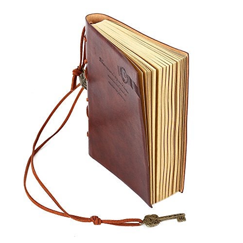EvZ Leather Writing Journal Notebook, Classic Key Bound Retro Vintage Notebook Diary Sketchbook Gifts with Unlined Travel Journals to Write in for Girls and Boys Notepad Guest Book, Dark Coffee - Image 5