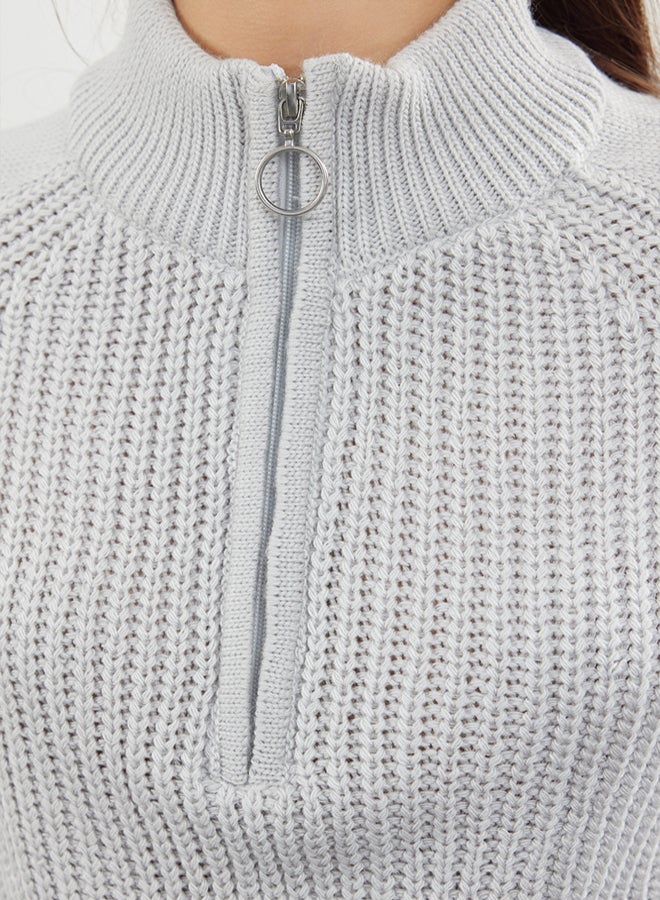 trendyol Gray Stand-up Collar Knitwear Sweater TWOAW22KZ1632 - Image 4