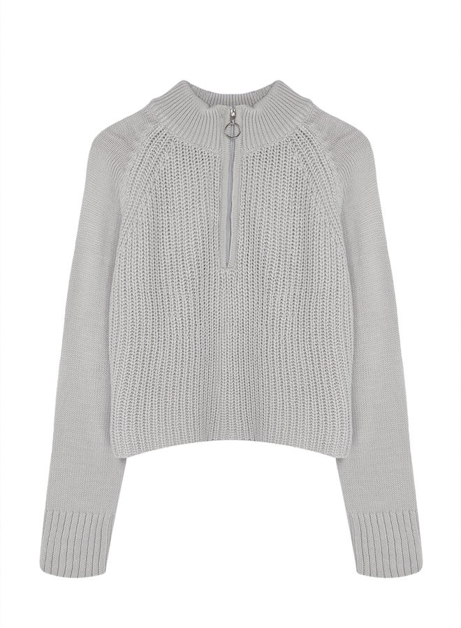 trendyol Gray Stand-up Collar Knitwear Sweater TWOAW22KZ1632 - Image 5