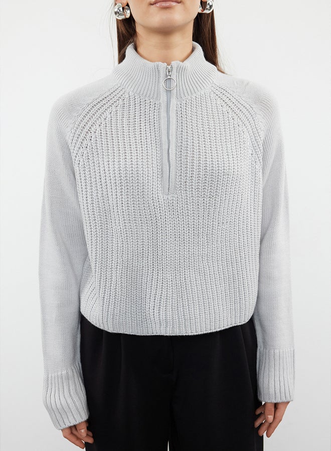 trendyol Gray Stand-up Collar Knitwear Sweater TWOAW22KZ1632 - Image 3