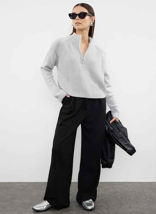 trendyol Gray Stand-up Collar Knitwear Sweater TWOAW22KZ1632 - Image 2