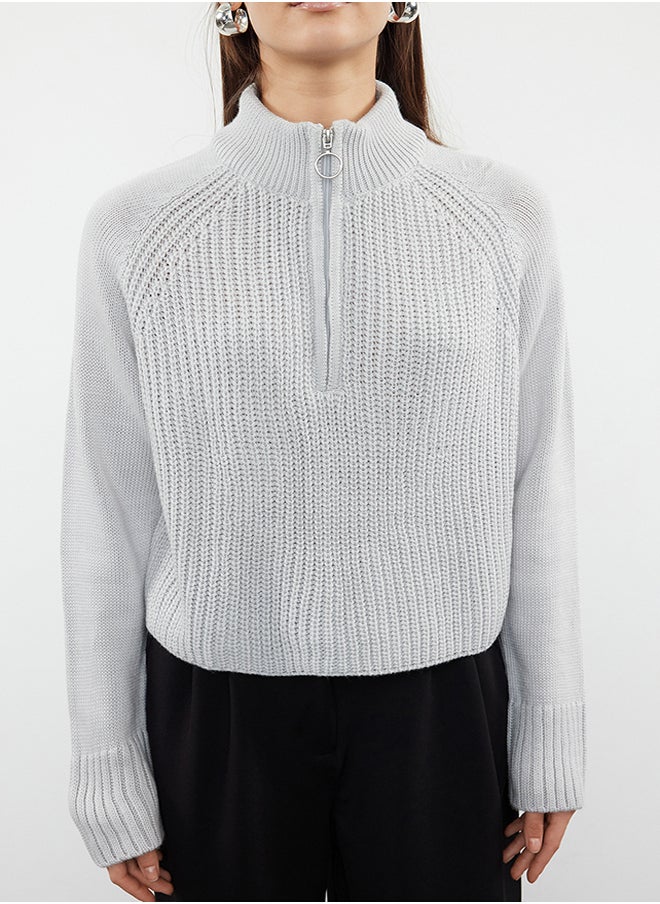 trendyol - Gray Stand-up Collar Knitwear Sweater TWOAW22KZ1632 - Image 1