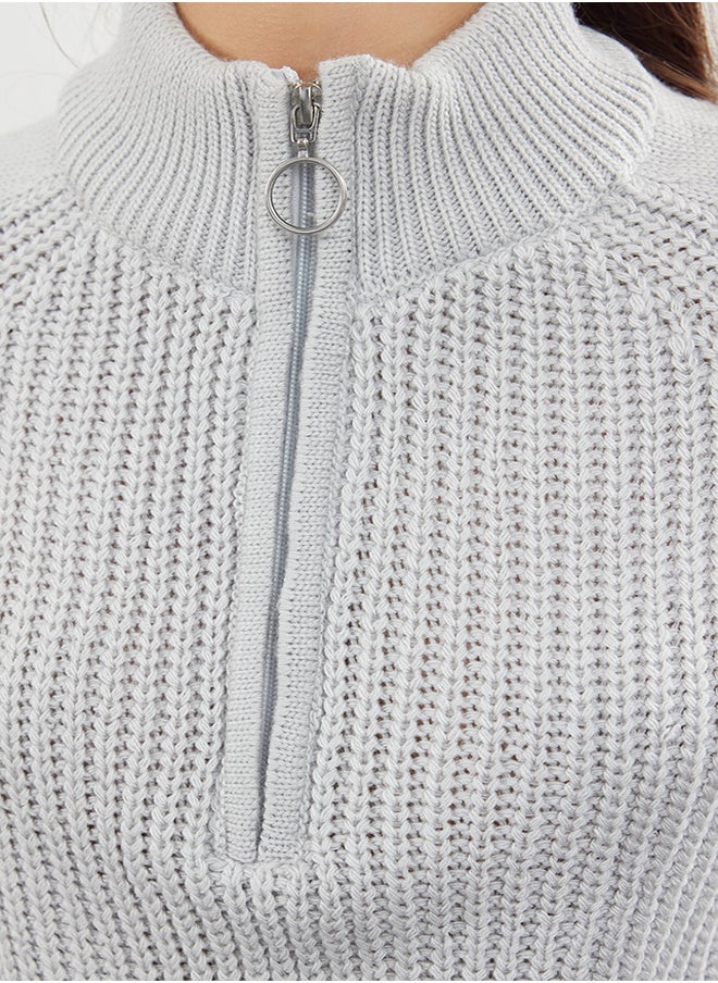 trendyol - Gray Stand-up Collar Knitwear Sweater TWOAW22KZ1632 - Image 1