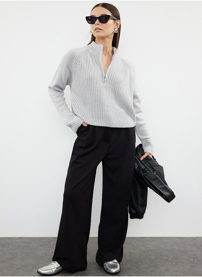 trendyol - Gray Stand-up Collar Knitwear Sweater TWOAW22KZ1632 - Image 1