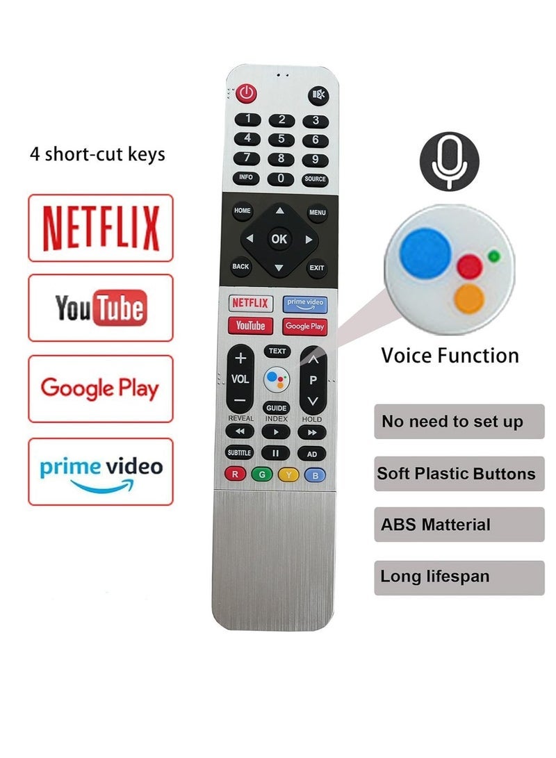 PopZa Voice Universal Replacement Remote Control for Android Smart TVs 50UC6200, 43UB5500, 43UB5550, 43UB5560, 50UB5500, 50UB5550, 50UB5560 – Featuring Voice Control, Easy Pairing, Long-Range Signal, Ergonomic Design with Comprehensive Button Layout for Seamless Navigation, Effortless Setup, and Enhanced Home Entertainment - Image 2