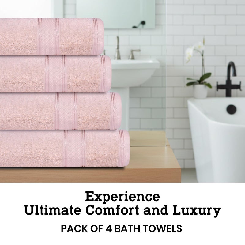 Casa Lino Blush Pink Bath Towels Set of 4 (54" x 27") - Large Bathroom Towel Set - 100% Cotton Towels for Bathroom - Highly Absorbent & Quick Dry Bath Towel Multipack - Home Essentials - Image 2
