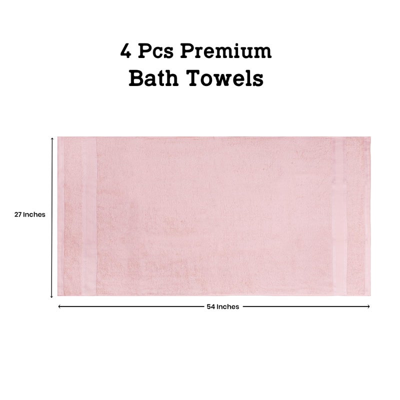 Casa Lino Blush Pink Bath Towels Set of 4 (54" x 27") - Large Bathroom Towel Set - 100% Cotton Towels for Bathroom - Highly Absorbent & Quick Dry Bath Towel Multipack - Home Essentials - Image 3