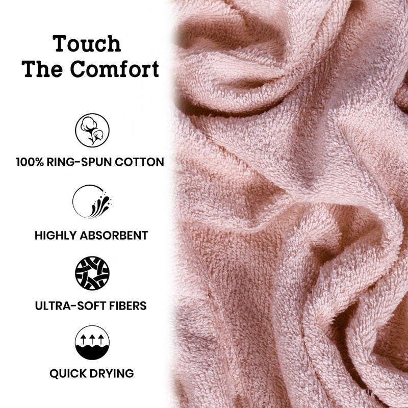 Casa Lino Blush Pink Bath Towels Set of 4 (54" x 27") - Large Bathroom Towel Set - 100% Cotton Towels for Bathroom - Highly Absorbent & Quick Dry Bath Towel Multipack - Home Essentials - Image 5