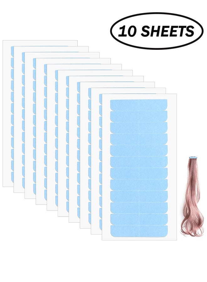 120Pcs/10Sheets Hair Extension Tape Double Sided Hair Tape, Adhesive Replacement Tape for Hair Extensions, Human Hair Tape Tabs Tape in Tape Extension Replacement Wig Tape, Wig Tape Beauty Tools(Blue) - Image 1