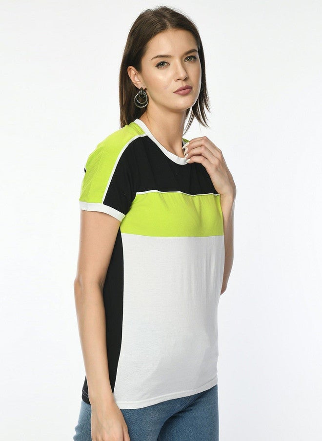 Pretilly Colourblocked Cotton T-Shirt for Women - Image 4