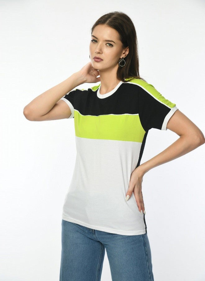 Pretilly Colourblocked Cotton T-Shirt for Women - Image 3