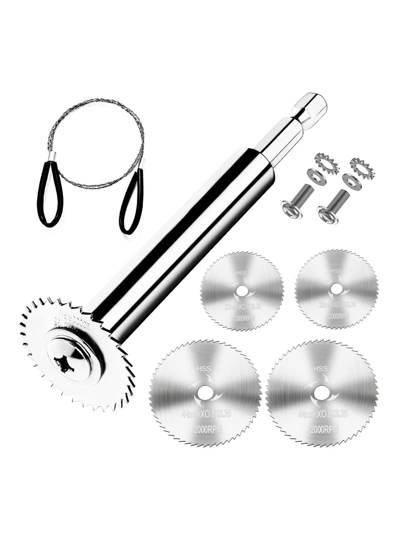 SYOSI PVC Pipe Inside Cutter, with 1/4" Hex Shank, Plumbing Internal Plastic ABS Pipe Cutter, 1-1/4" & 1-3/4" Or Larger Diameter, with Wire Saw for Indoor Outdoor Pipe Improvement (4Pcs Saw Blades)  - Image 1