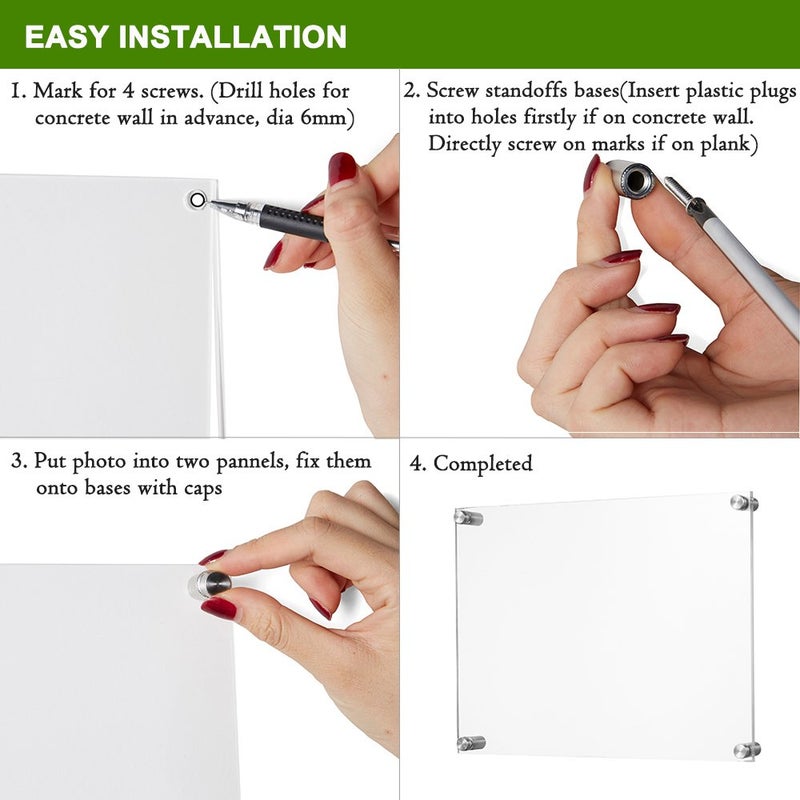 Meetu Acrylic Picture Frames 8.5x11 -Inner 8x10 Photo Frames (2 Pack)- Wall Frames To Display Family Pictures, Baby Pictures, Documents, Arts, Dog Pictures -Make Clear Float 3D Look - Image 5