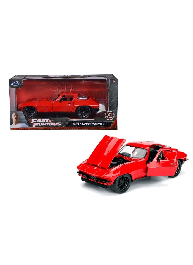 Fast & Furious - Jada FF8 Letty's 1966 Chevrolet Corvette Car (1:24, Red) - Image 1