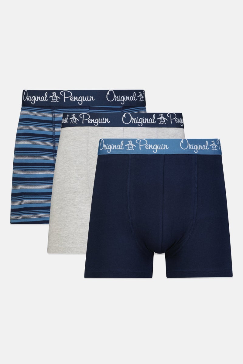 Penguin Men 3 Pack Brand Logo Trunks, Multicolor  - Image 1