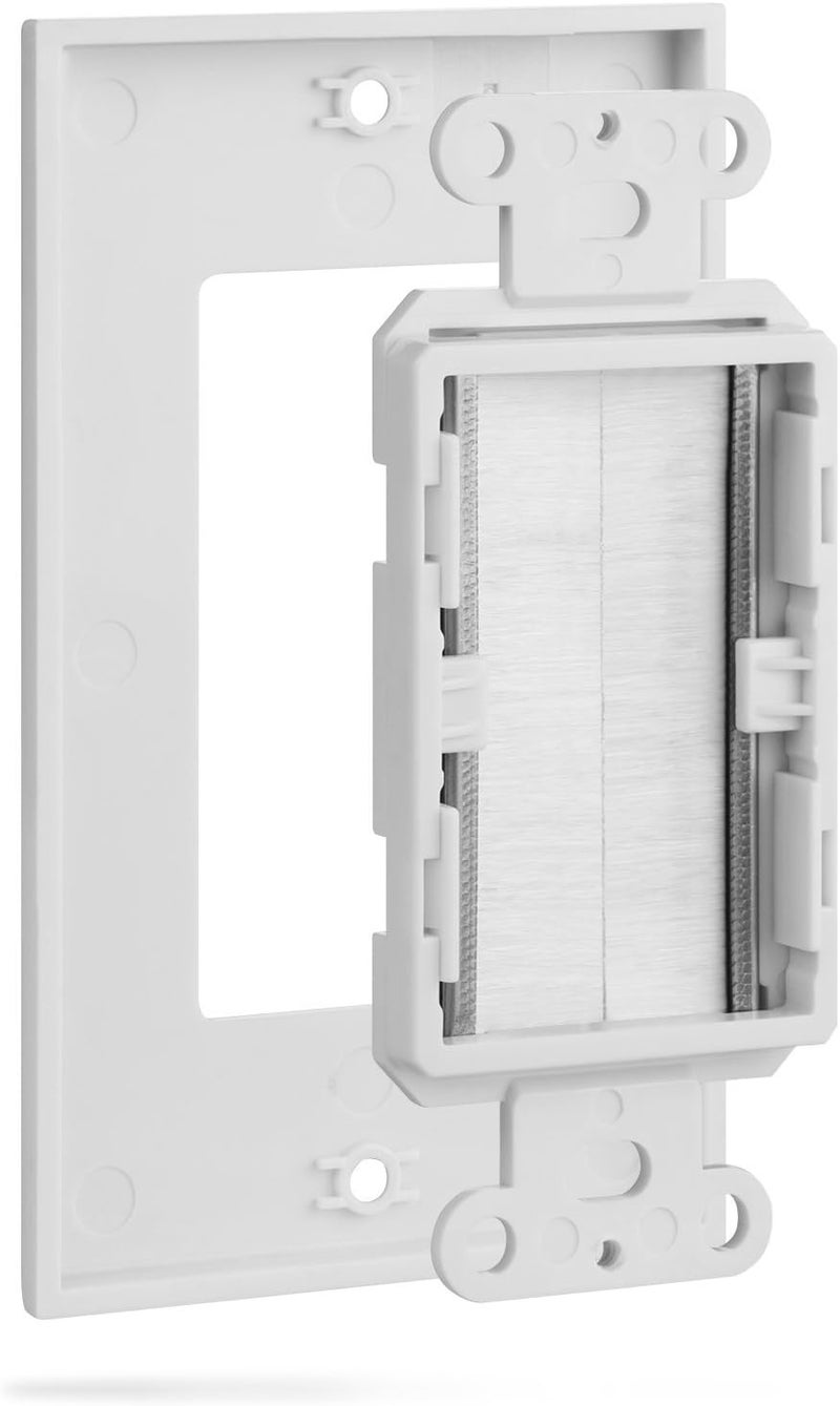 Fosmon 1-Gang Wall Plate, Brush Style Opening Passthrough Low Voltage Cable Plate in-Wall Installation - Image 3