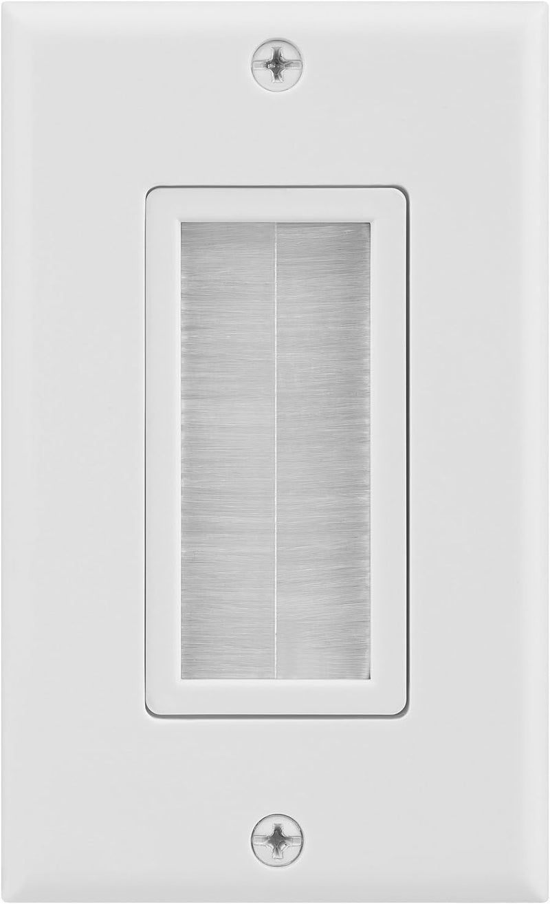 Fosmon 1-Gang Wall Plate, Brush Style Opening Passthrough Low Voltage Cable Plate in-Wall Installation - Image 1