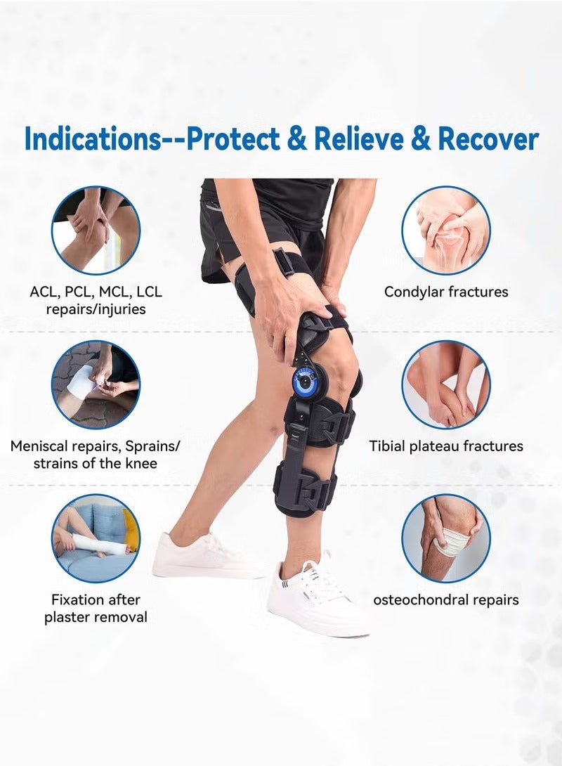 دعامة الركبة ROM المفصلية ، دعامة الركبة للتعافي والتثبيت بعد العملية الجراحية ، إصابات ACL و MCL و PCL ، مثبت دعم العظام الطبي القابل للتعديل بعد الجراحة ، مناسب لكل من الرجال والنساء - Image 4
