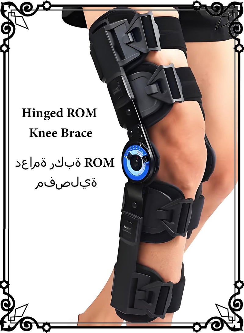 Hinged ROM Knee Brace, Post Op Knee Brace for Recovery Stabilization, ACL, MCL and PCL Injury, Adjustable Medical Orthopedic Support Stabilizer After Surgery, Women and Men - Image 1