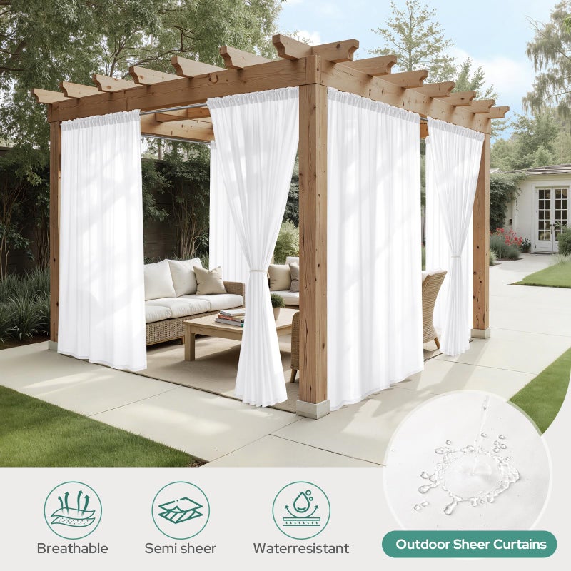 HOMEIDEAS Non-See-Through White Privacy Semi Sheer Curtains 84 Inches Long 2 Panels Set Light Filtering Curtains for Living Room Bedroom Drapes,W52xL84 - Image 5