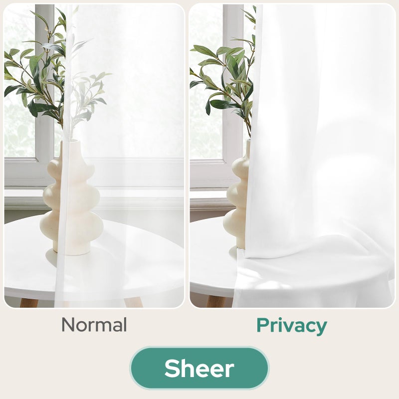 HOMEIDEAS Non-See-Through White Privacy Semi Sheer Curtains 84 Inches Long 2 Panels Set Light Filtering Curtains for Living Room Bedroom Drapes,W52xL84 - Image 4