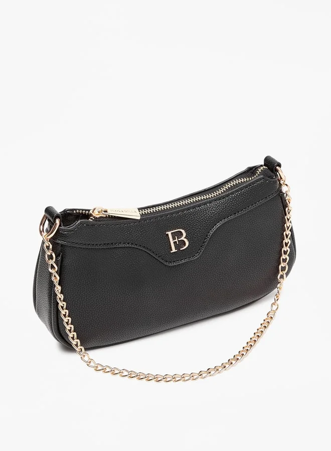Flora Bella By Shoexpress Textured Shoulder Bag with Zip Closure and Chain Strap