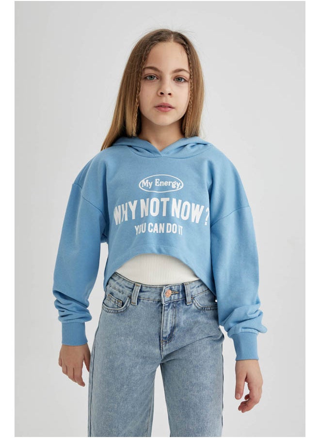 DeFacto - Girl Oversize Fit Hooded Long Sleeve Knitted Sweat Shirt - Image 1