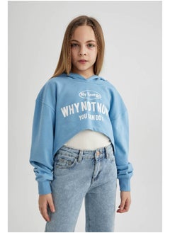 Girl Oversize Fit Hooded Long Sleeve Knitted Sweat Shirt