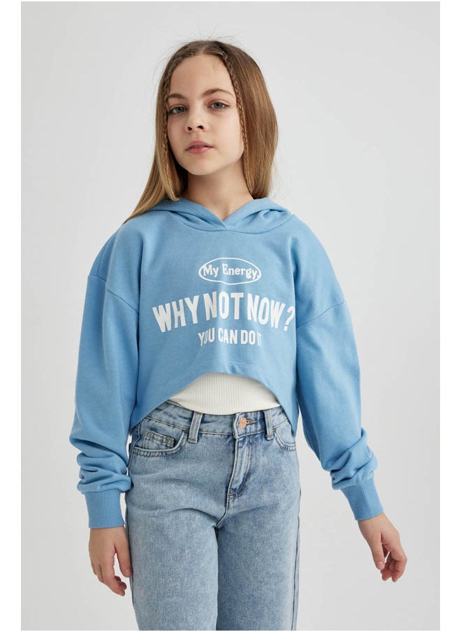 DeFacto - Girl Oversize Fit Hooded Long Sleeve Knitted Sweat Shirt - Image 1