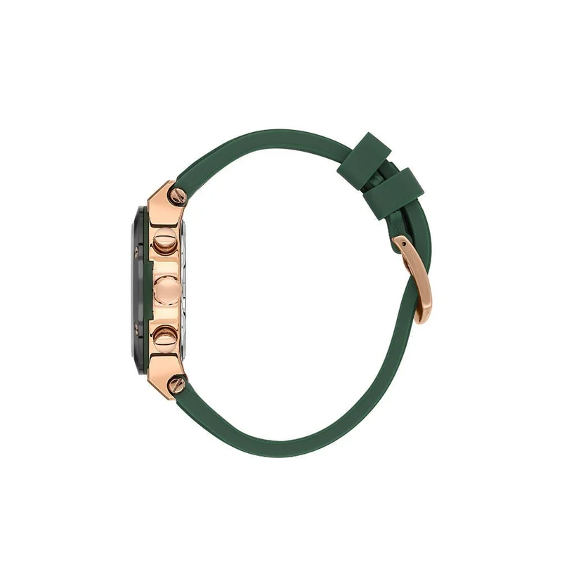 DANIEL KLEIN Men's Silicone Band Rose Gold and Blue Brass Case Analog Dark Green Round Sunray Dial Japanese Quartz Exclusive 50 Meters Water Resistant