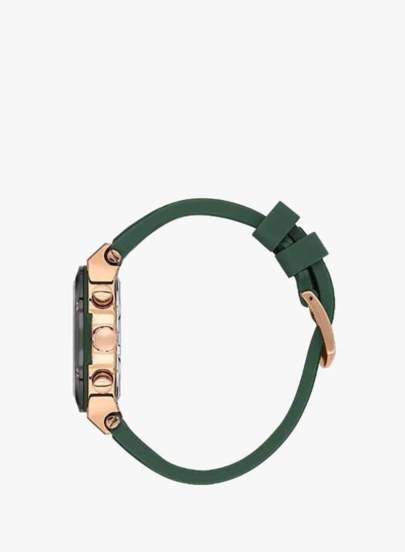 DANIEL KLEIN Men's Silicone Band Rose Gold and Blue Brass Case Analog Dark Green Round Sunray Dial Japanese Quartz Exclusive 50 Meters Water Resistant