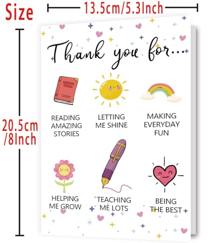 Zyulin Lovely Thank You Teacher Card, Great Teacher Appreciation Gifts Card from Students, Thank You for Helping Me Grow, End of Term Gift - Image 2