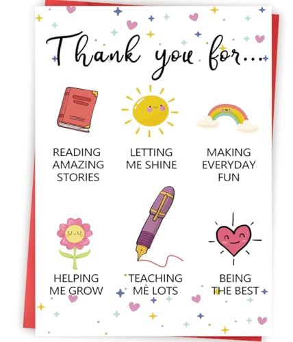 Zyulin Lovely Thank You Teacher Card, Great Teacher Appreciation Gifts Card from Students, Thank You for Helping Me Grow, End of Term Gift - Image 1