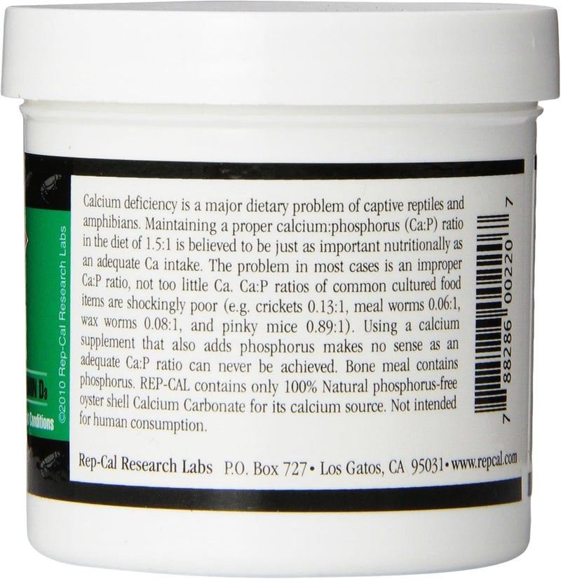 Rep-Cal 52298 Phosphorous-Free Calcium Powder Reptile/Amphibian Supplement Without Vitamin D3, 4.1 oz,White (Pack of 2) - Image 2