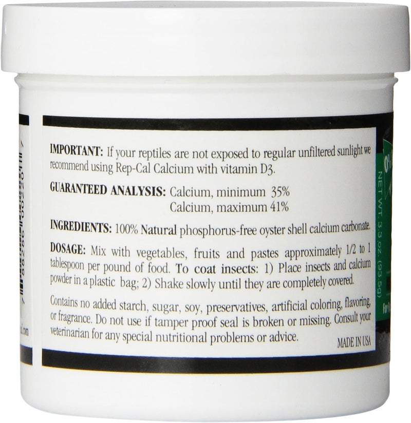 Rep-Cal 52298 Phosphorous-Free Calcium Powder Reptile/Amphibian Supplement Without Vitamin D3, 4.1 oz,White (Pack of 2) - Image 3