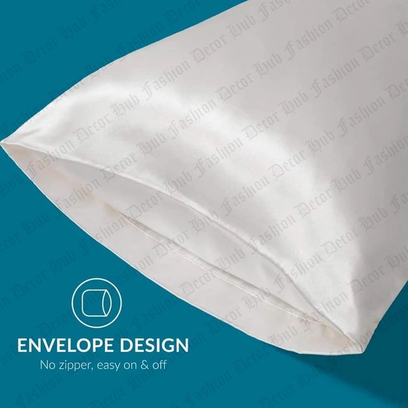 handmade Satin Pillow Case 300 TC Pillow Covers Soft and Comfortable Satin Pillow Cover Pillowcase Silky for Hair and Skin Bedroom Decor 2 PC White Regular 18x27 Inch - Image 5