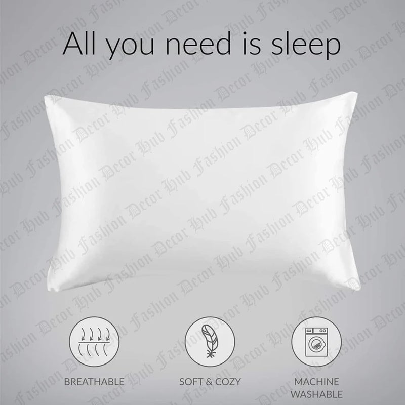 handmade Satin Pillow Case 300 TC Pillow Covers Soft and Comfortable Satin Pillow Cover Pillowcase Silky for Hair and Skin Bedroom Decor 2 PC White Regular 18x27 Inch - Image 4