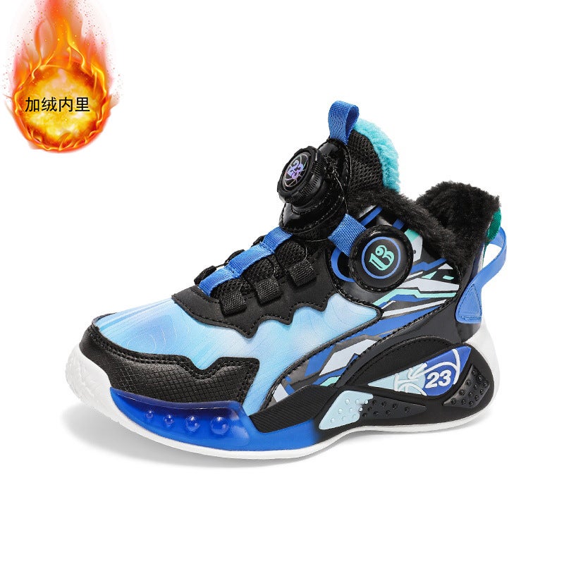 Explosions Leather Men'S Shoes Children'S Basketball Shoes Friction Sound Running Sneaker Fleece-Lined Cotton Shoes - Image 1
