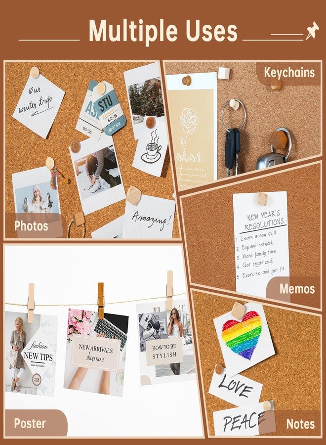 GOOLADA 114Pcs Decorative Push Pins in 7 Types and 2 Colors Wooden Push Pins Cute Thumb Tacks Clips for Cork Board Bulletin Board Wall Cubicle Crafts for Office Classroom Farmhouse with Storage Box - Image 5