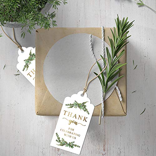 Mr.Mug Greenery Gold Gift Tags - 100pcs, Perfect for Baby Showers, Birthdays, Weddings & Bridal Showers, Includes 100ft Natural Jute Twine - Image 4