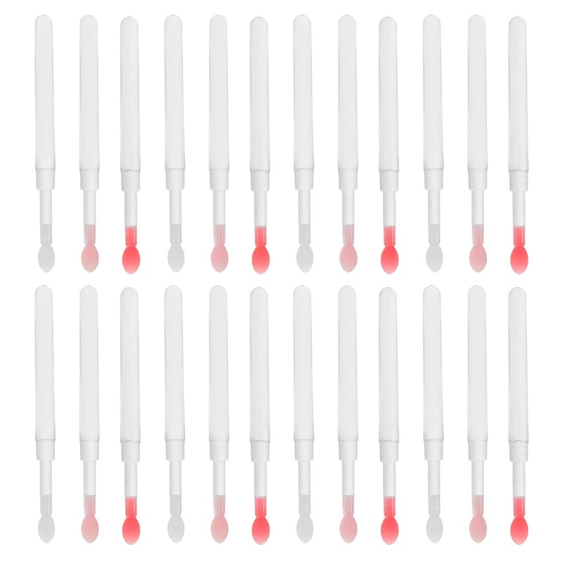 VILLCASE 60pcs Silicone Lip Brush Applicators with Lid White Handle Multi-color Tips Reusable Lip Gloss and Lipstick Makeup Tools for Travel and Festival Use - Image 1